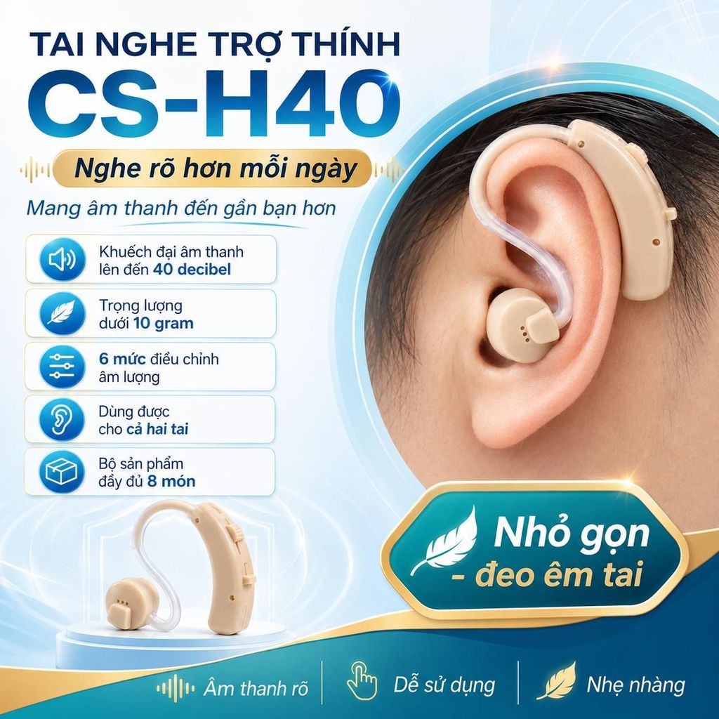 Máy Trợ Thính Không Dây CS-H40 - Nghe Rõ Hơn, Giao Tiếp Dễ Dàng Hơn