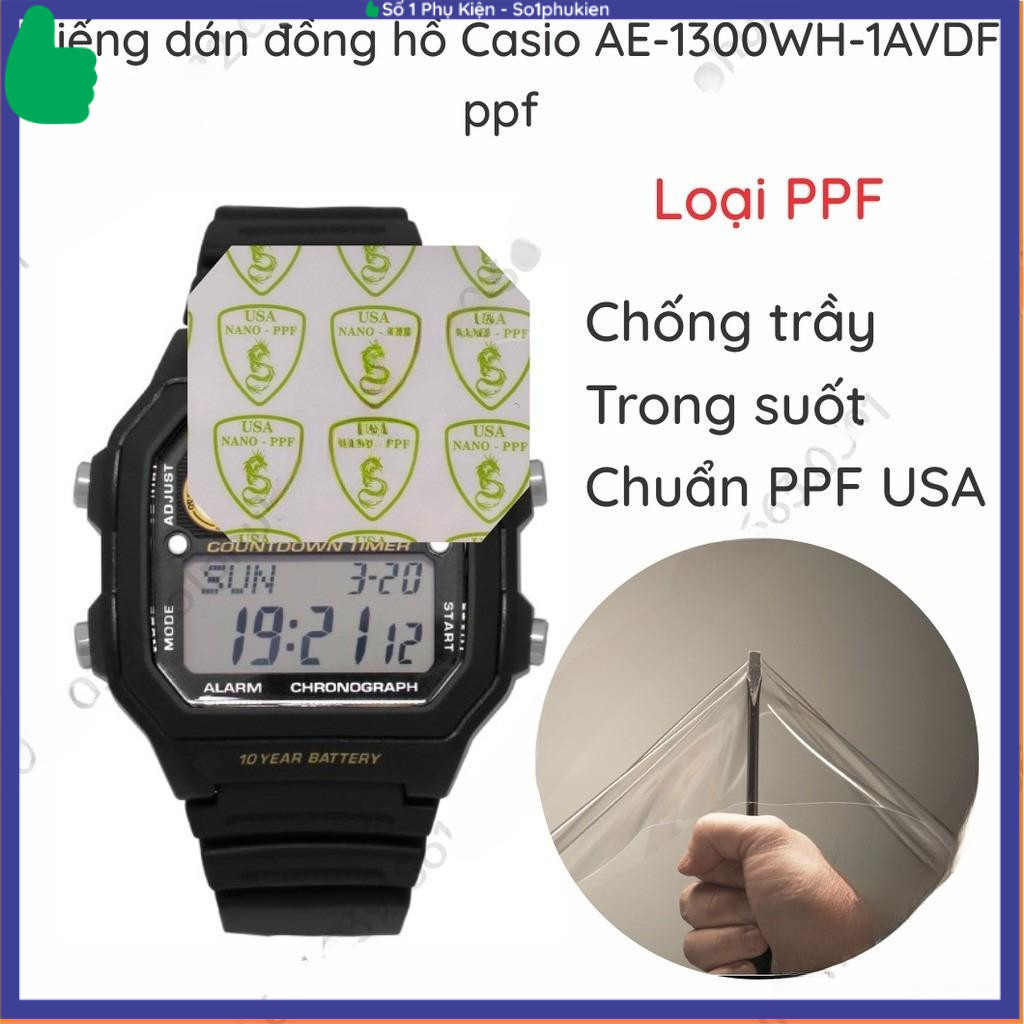 (Combo 2 tấm) Dán PPF dành cho đồng hồ Casio AE 1300WH 1AVDF  W 800HG 800H  WS B1000  GMW B5000 G 56