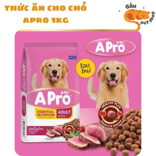 Thức ăn cho chó hạt Apro mới gói 1kg nhiều vị- hạt cho chó apro 1kg- gaupetshop