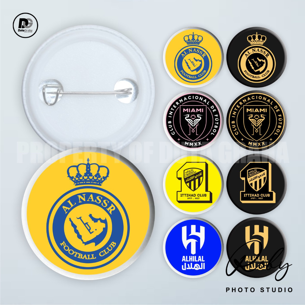 HUY HIỆU GHIM CÀI ⭐️ PIN AL NASSR AL HILAL AL ITTIHAD INTER MIAMI / MESSI RONALDO CR7 / Ghim Cài Bón