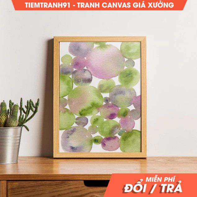 Tranh treo tường, Green Dots Abstract , Colorful, Abstract, Abstract Brown Art, Watercolor Art, tặng