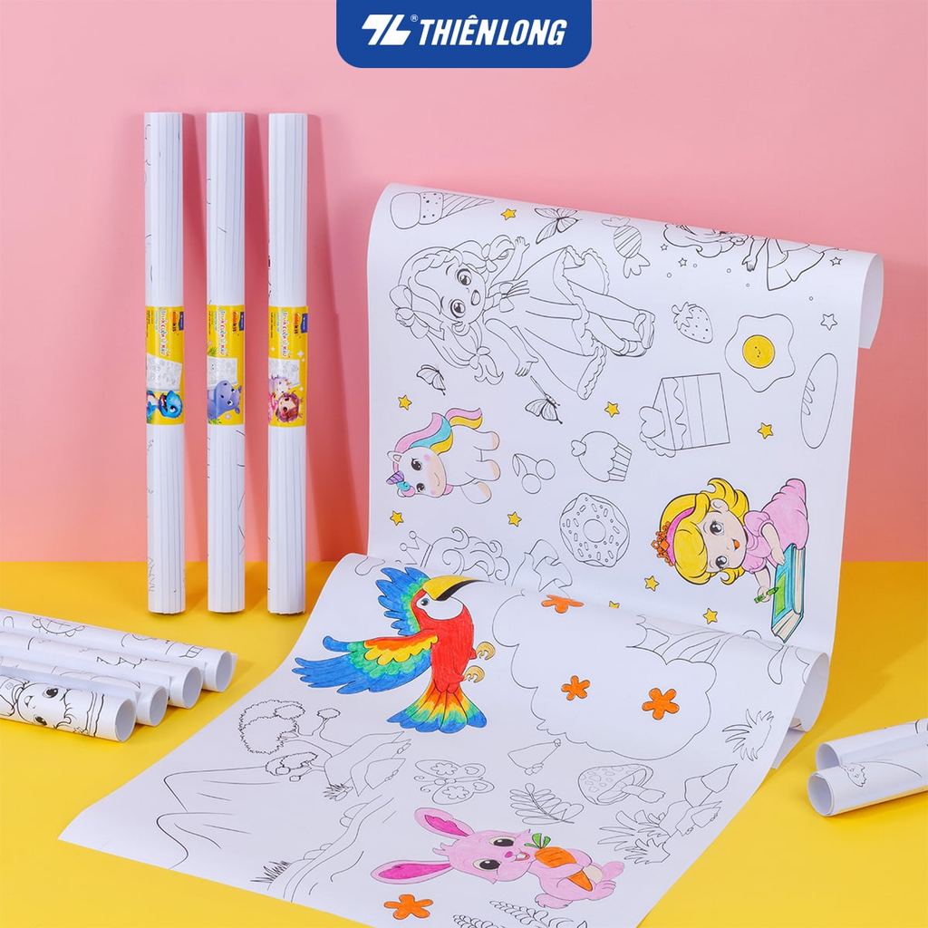 Combo 2 Tranh cuộn tô màu DIY Thiên Long Colokit - Hình ảnh dễ thương, đa dạng chủ đề hơn