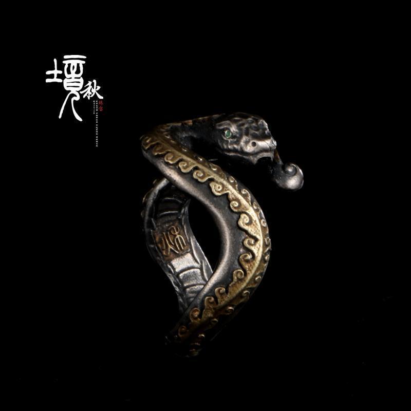 Jingqiu Original Rắn Nhẫn Handmade Rắn Nhẫn Nam Vòng Cổ Python Độc Đáo 6.4