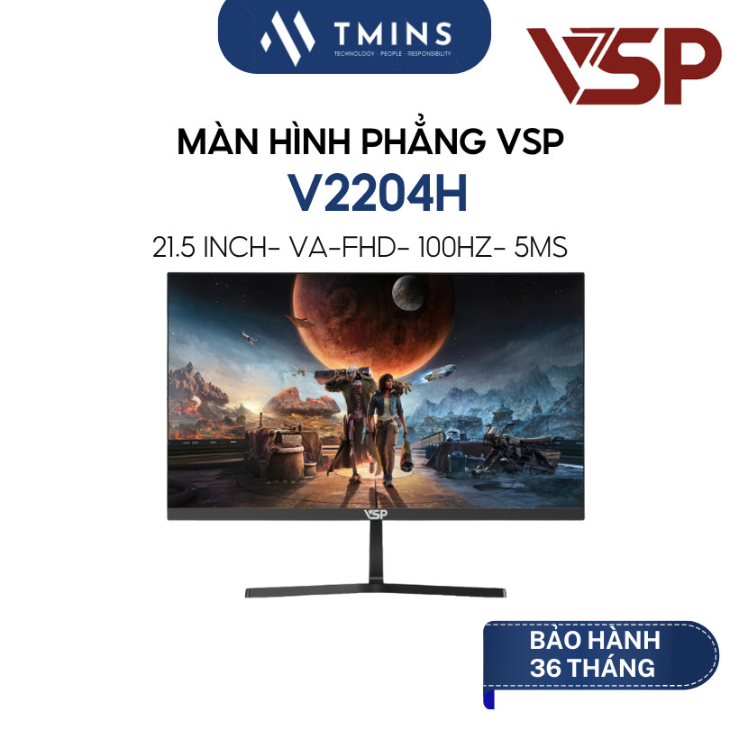 Màn hình phẳng VSP V2204H (21.5/ VA/ FHD/ 100Hz/ 5ms/ Black) - Hàng chính hãng