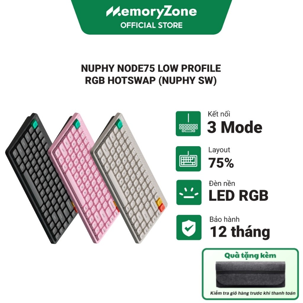 [CHÍNH HÃNG] Bàn phím cơ không dây NuPhy Node75 Low Profile RGB Hotswap (Nuphy Sw) - Bảo hành 12 thá