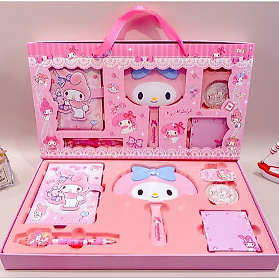 Bộ văn phòng phẩm Sanrio My Melody Đồ dùng học tập Sổ tay Gương Lược Nhật ký Bộ trang trí Bộ quà tặn