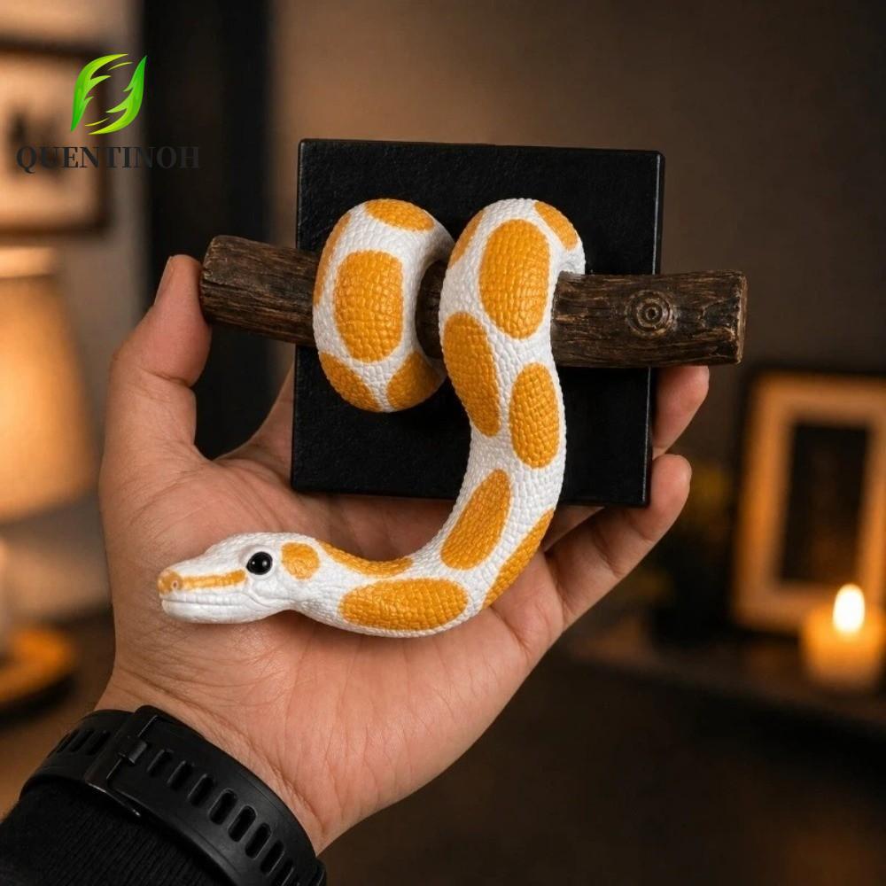 Điêu khắc rắn kim loại 3D QUENTINOH, Nhựa quả bóng vàng thực tế Nghệ thuật treo tường Python, Chủ đề