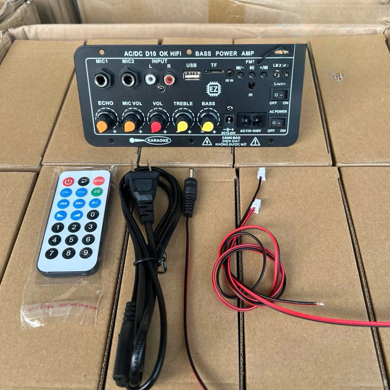 【COD】Bo mạch D10 khuyếch đại âm thanh, hát Karaoke Bluetooth, 12/24/220V đủ phụ kiện