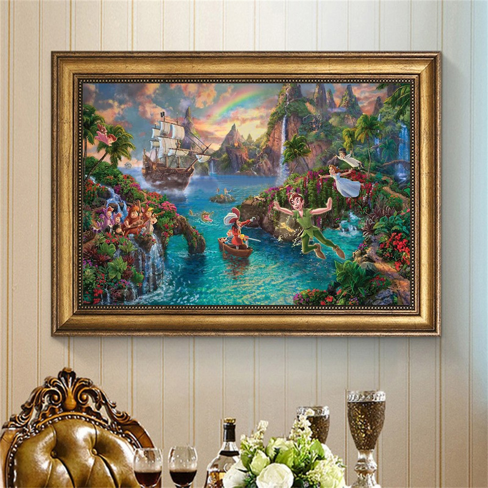 Bộ tranh kim cương họa tiết Disney / Fantasy Island, Tranh kim cương 5D DIY Tranh vải khảm thủ công 