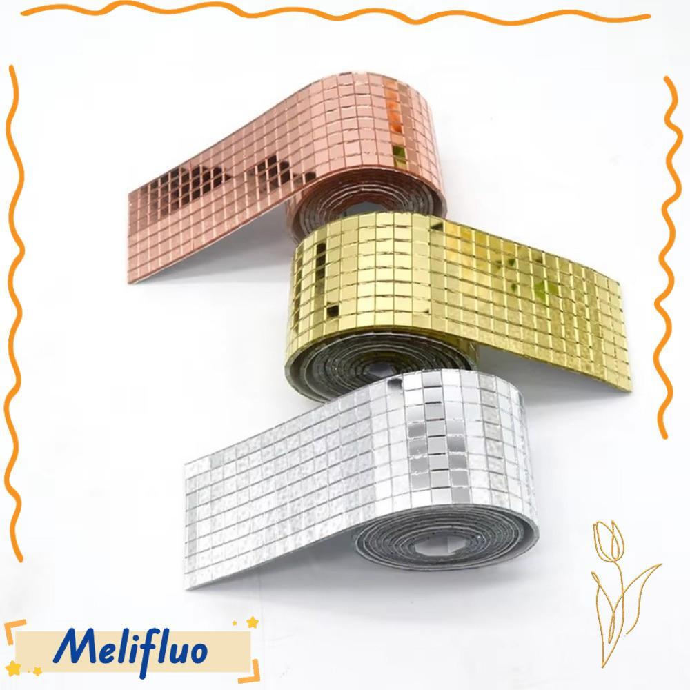 Nhãn dán gương bóng vũ trường MELIFLUO, Gương gạch khảm tự dính bằng kính, DIY Handmade nền vuông Gư