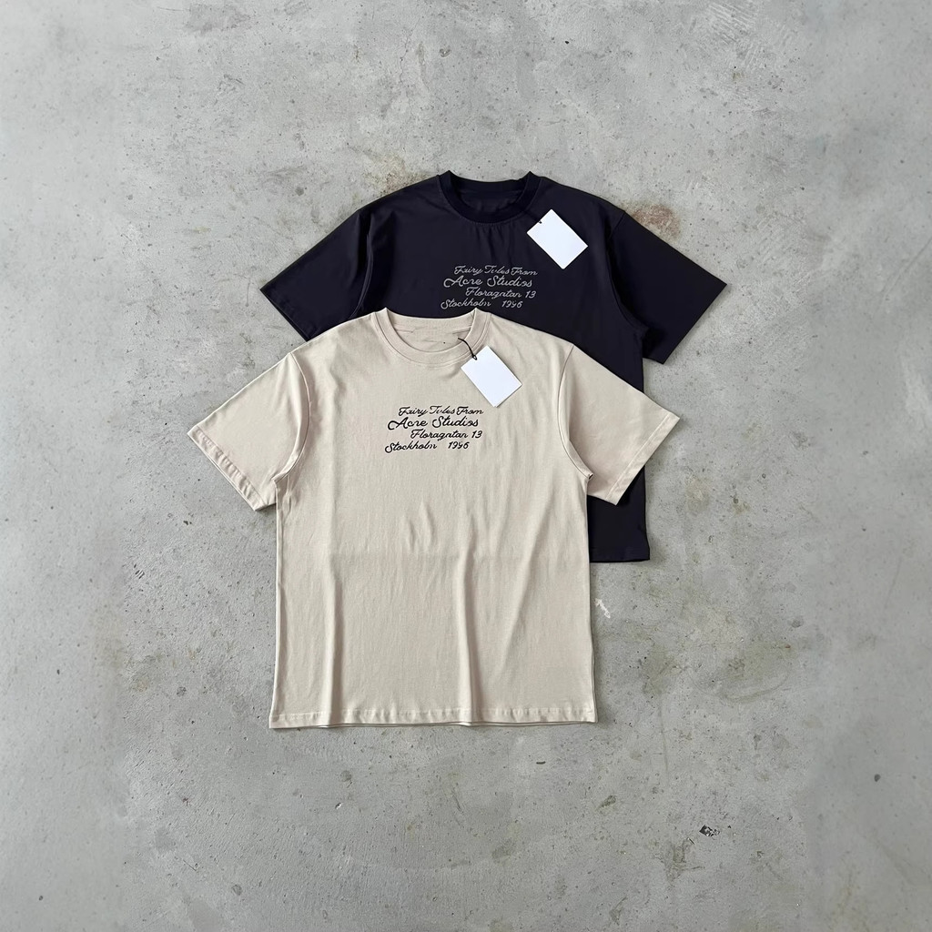 ITE1 AC Vintage-style slogan letters logo Printed Short Sleeve T Unisex T-shirts, versatile style