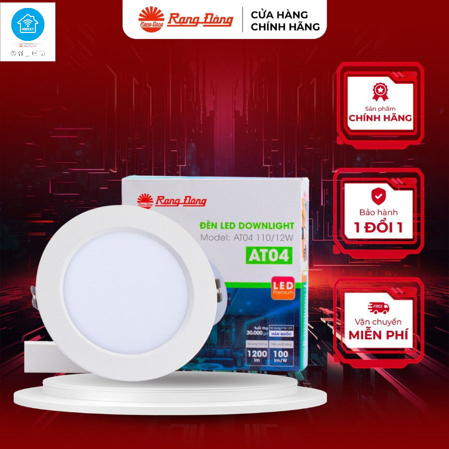 Đèn led âm trần Rạng Đông 10W, 12W, 8W AT04, Đèn downlight Rạng Đông sáng Trắng/Trung Tính/Vàng