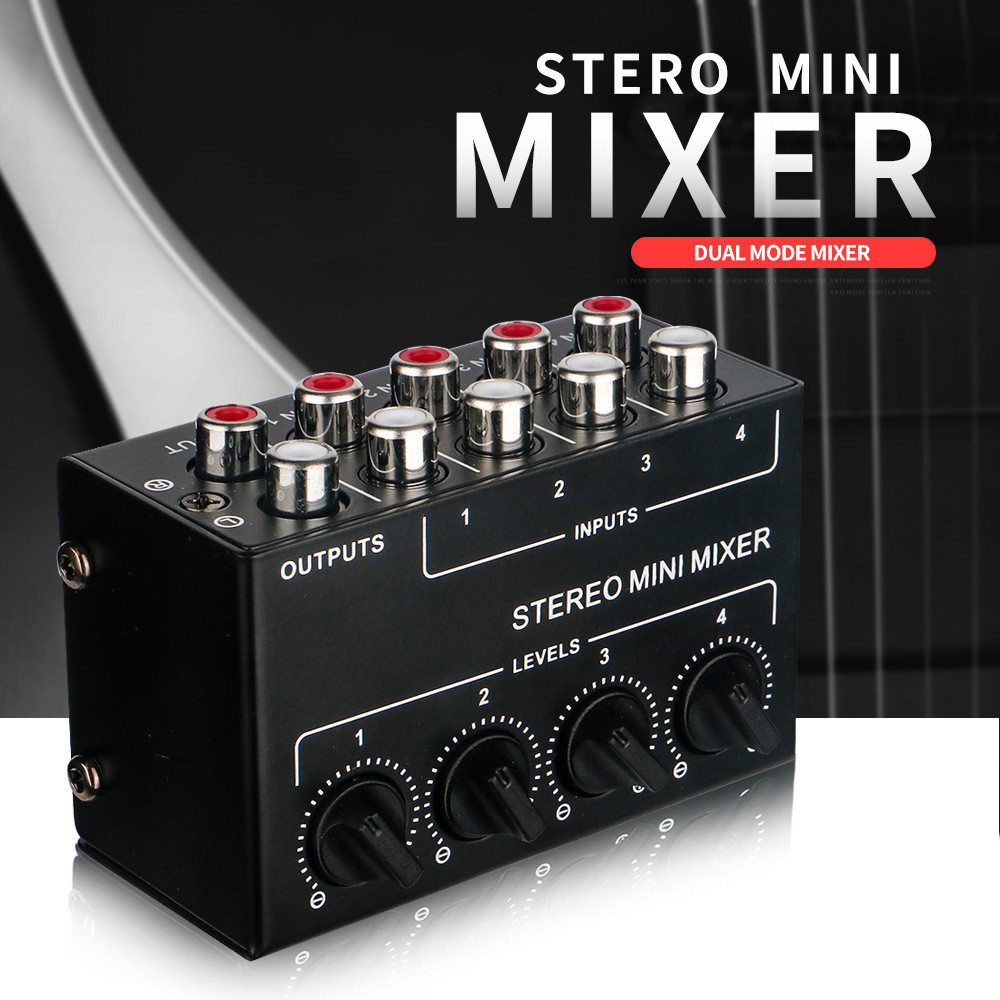 CX400 Mini Thụ Động Stereo Mixer Stereo Dispenser Cho Live Studio DJ Thiết Bị RCA 4 Kênh Bộ Trộn Âm 