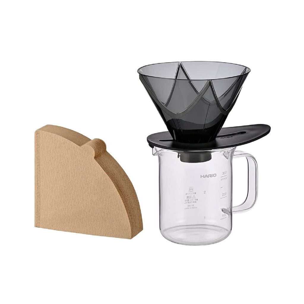 Bộ bình rót HARIO MUGEN cho 1-2 cốc, dung tích 300ml, màu đen trong, sản xuất tại Nhật Bản.