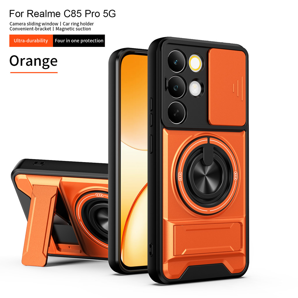 Dành Cho Realme C85 Pro Ốp Lưng Realme C85 Cover C85 Pro Ốp Điện Thoại Magsafe Từ Gấp Giá Đỡ Giáp Qu