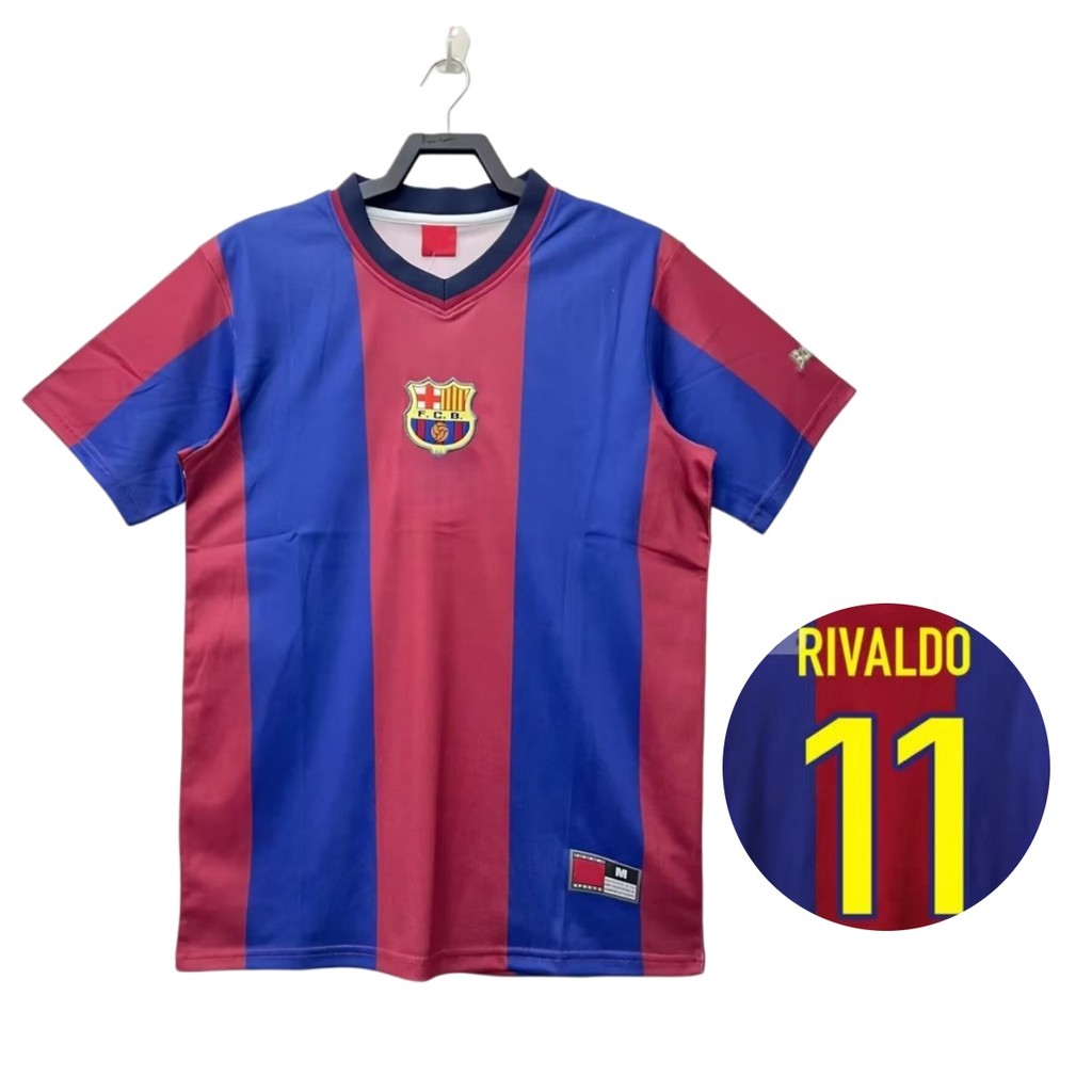 Áo sơ mi bóng đá ngắn tay ở nhà Barcelona 1998 / 99 Retro Edition dành cho nam #11 RIVALDO