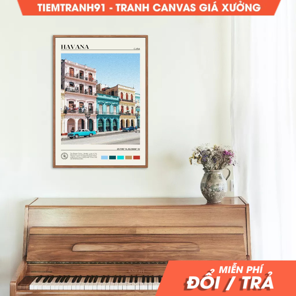 Tranh treo tường, Oil Paint, Havana Wall Art, Havana Poster, Havana Photo, Havana Wall Decor, Cuba, 
