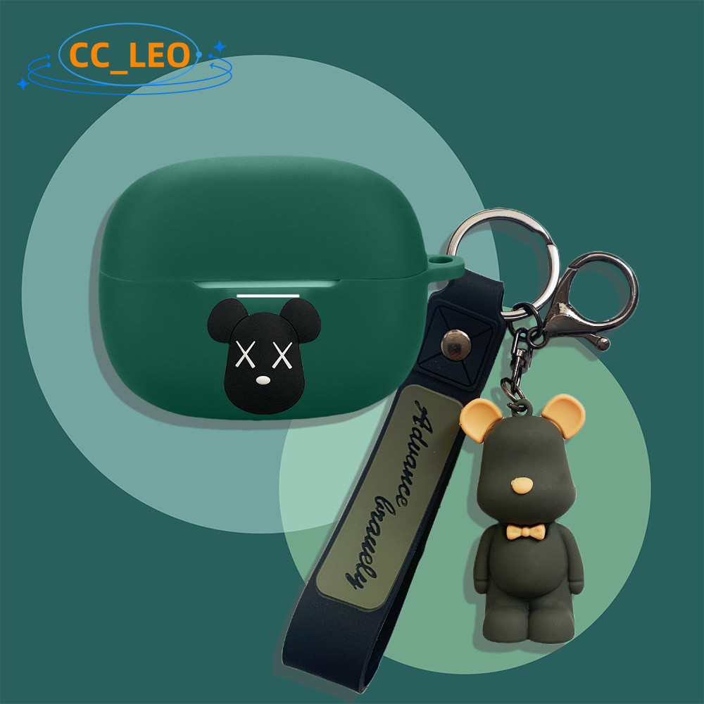 for RedMi Buds 8 Case Silicone Soft Case Cartoon Penguin Cute Bear Keychain Pendant Suitable for Red