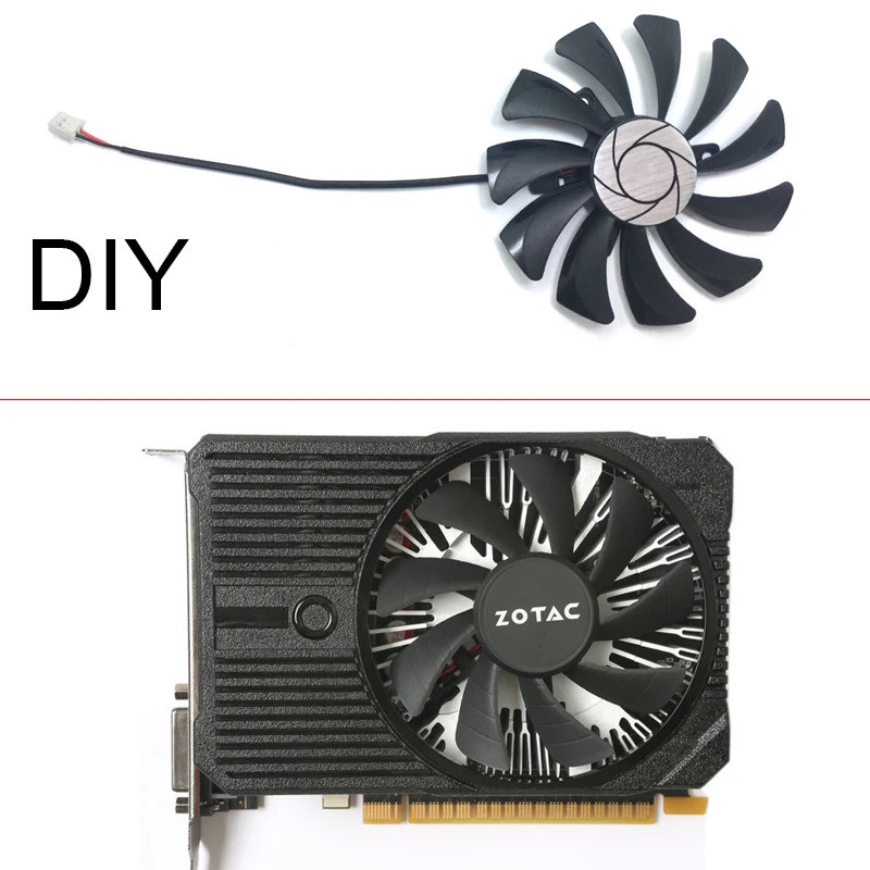 [DIY T129215SH 85MM 2PIN GTX 1050 Quạt làm mát MINI Thay thế cho ZOTAC GeForce GTX 1050 Mini 2GB GeF