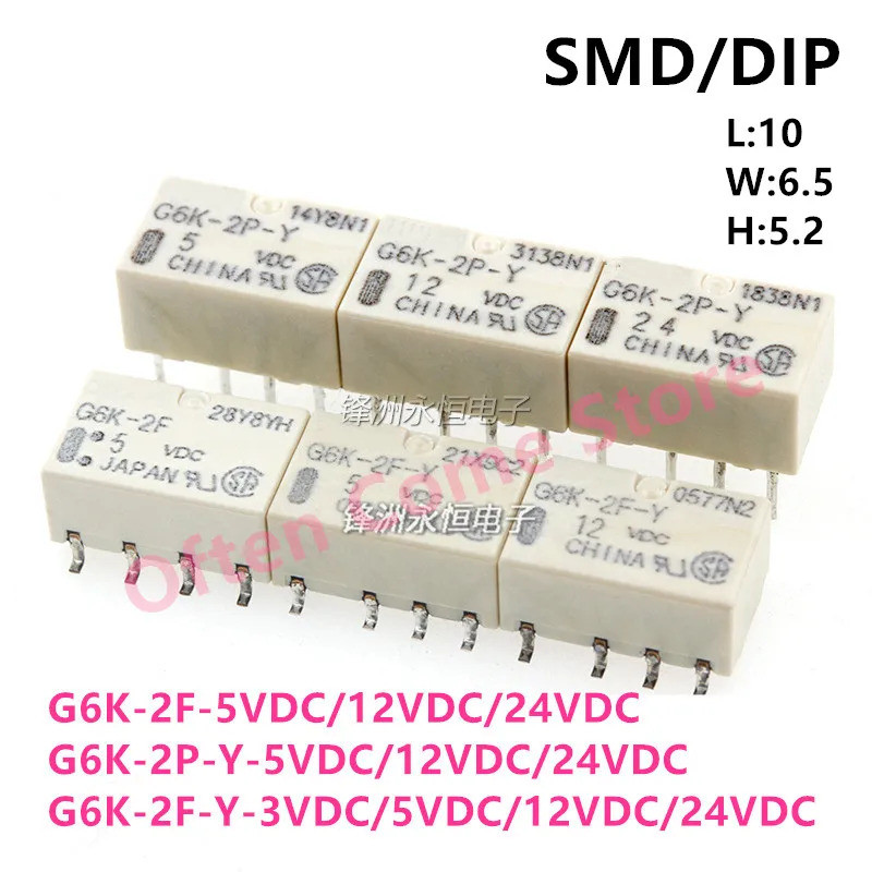 5 Cái Mới G6K-2P G6K-2F G6K-2F-Y G6K-2P-Y 3VDC 4.5VDC 5VDC 12VDC 24V Rơ Le Tín Hiệu 8PIN HFD4 SMD DI
