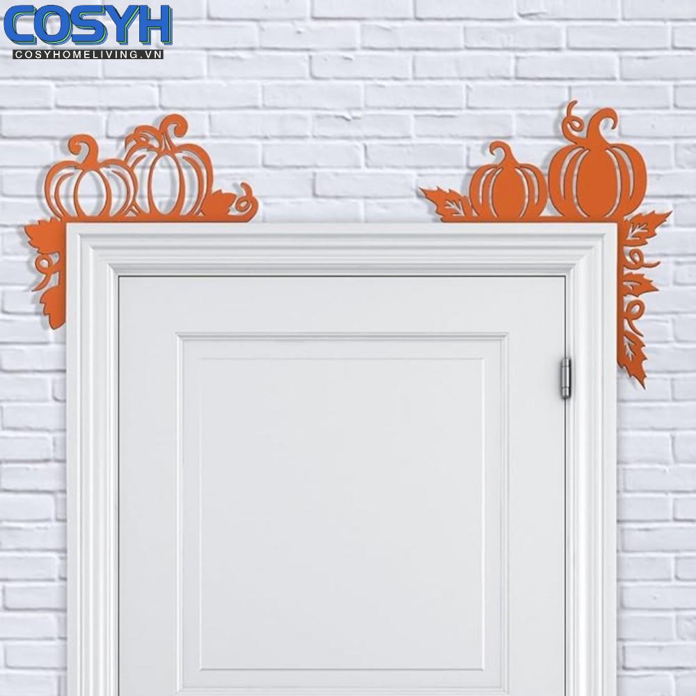 <cosyh>Wood and Metal Autumn Pumpkin Door Frame Corner Decor for Thanksgiving Halloween
