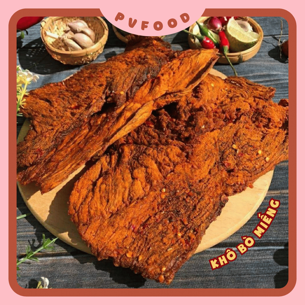 Khô Bò Miếng Mềm Đậm Vị Thơm Ngon Ăn Vặt PV FOOD