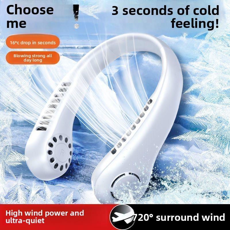 Quạt cổ cầm tay mới để làm mát, dễ mang theo. Quạt cổ di động USB có thể sạc lại 360 ° Quạt không cá