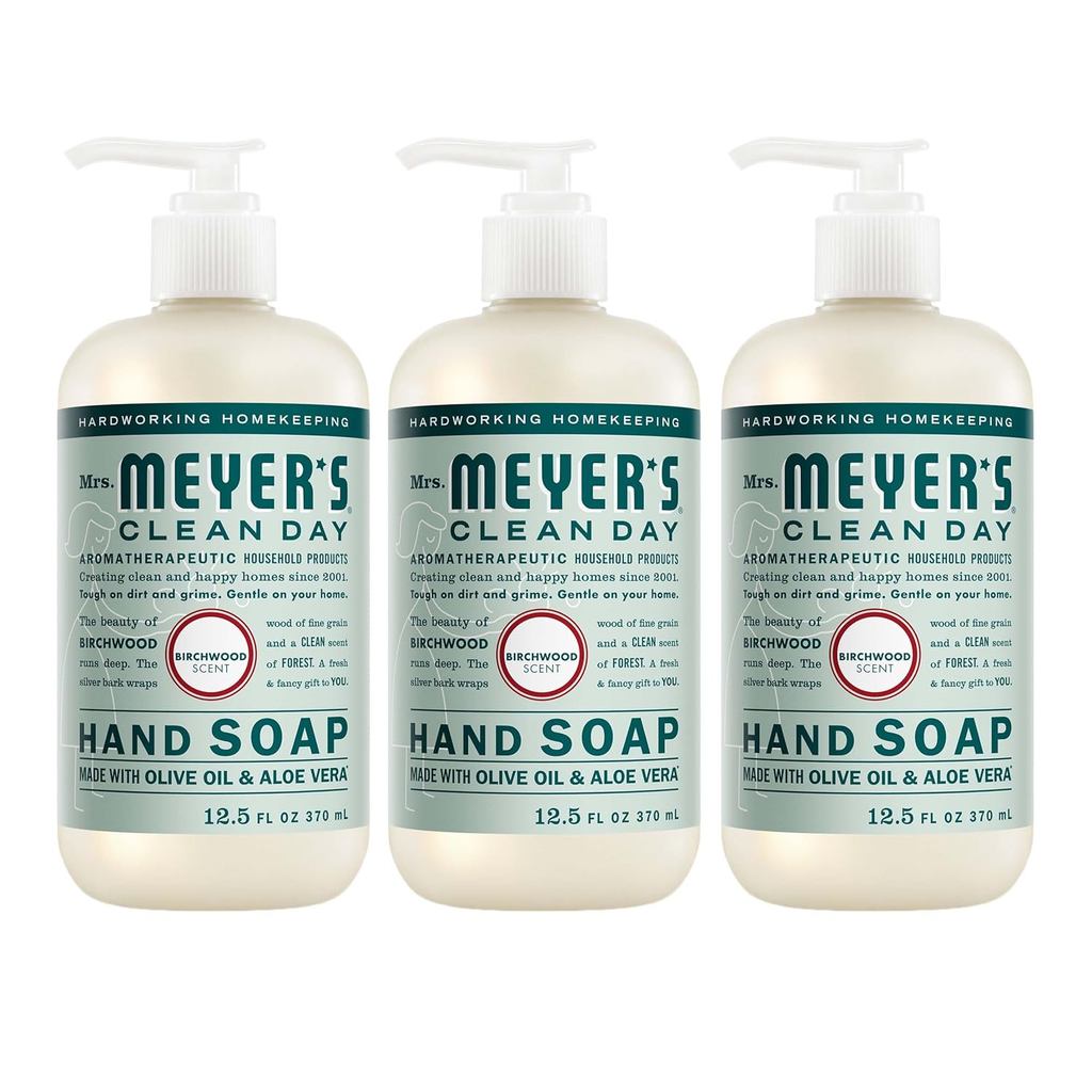 Bà Xà phòng cầm tay MEYER 'S CLEAN DAY, Mùi bạch dương, Chai 12,5 Fl Oz - 3 gói PYRX