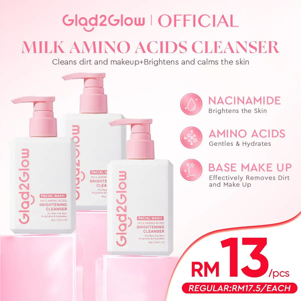 G2G 3 CÁI - Glad2Glow Milk Amino Acids Gentle Cleanser Brightening Facial Purifying The Skin Brighte