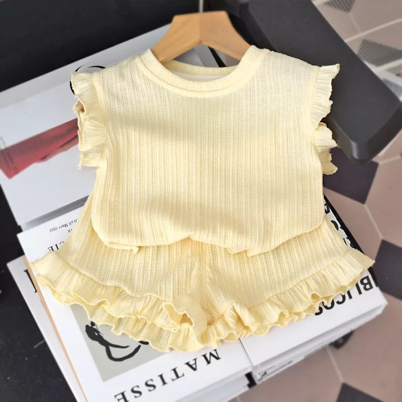 Bộ Áo 2 Dây & Quần Đùi Màu Hồng Lụa Băng Mỏng Dễ Thương Đồ Ngủ Cho Bé Gái Mùa Hè 2-7 Tuổi Nhiều Màu