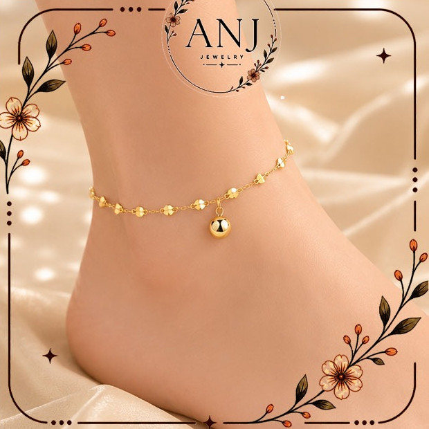 ANJ  Lắc chân mạ vàng 18k Charm Bi Tròn Thanh Nhã