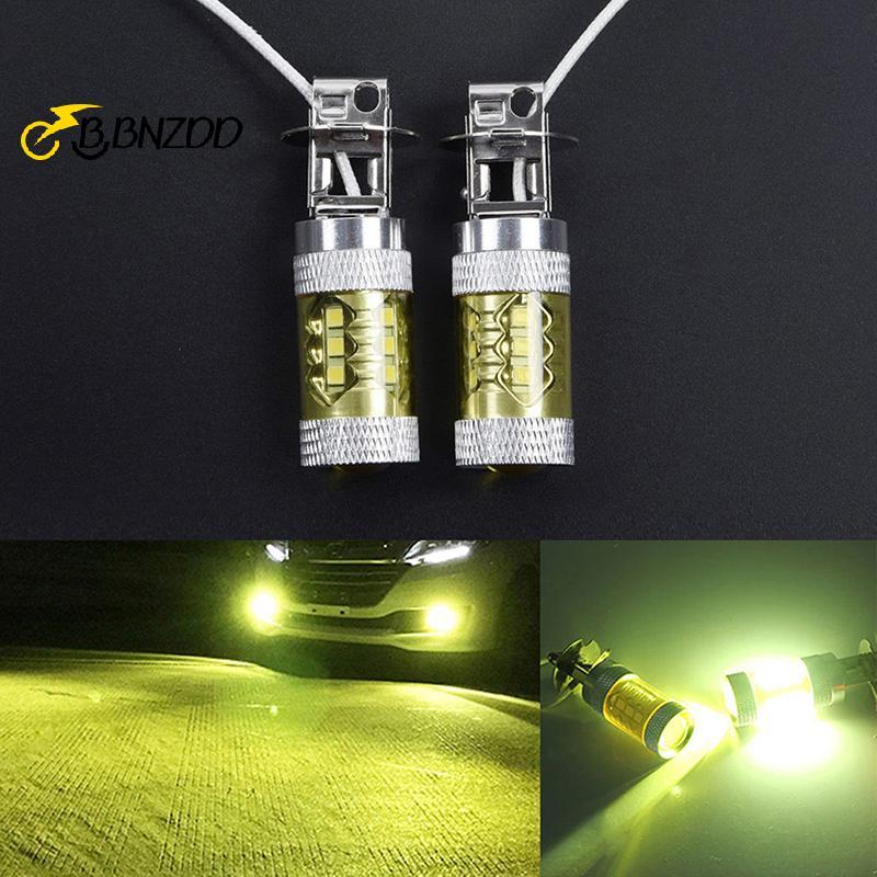 [BBNZDD] 2 Đèn LED Sương Mù 12-24V H3 80W 16 Đèn LED Ô Tô SMD Màu Vàng Công Suất Cao BVAH
