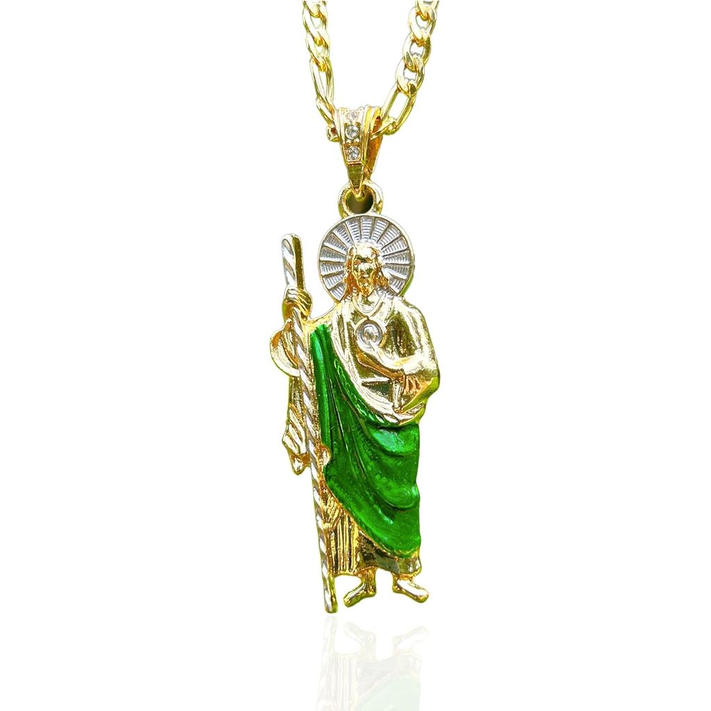 Vòng cổ San Judas Tadeo Kim cương Mạ vàng 24K San Judas Tadeo Vòng cổ San Judas Medalla (Vàng 258)