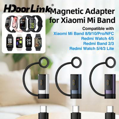 Bộ chuyển đổi sạc từ tính HdoorLink Type-C cho đầu nối đế sạc Xiaomi Mi Band 10 / 9 / 8 / pro có đèn báo LED
