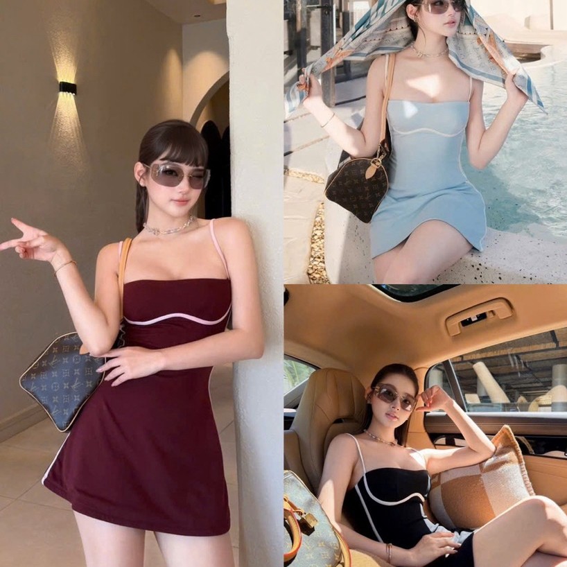 Đầm Thun Xòe 2 Dây Basic Chạy Viền 𝐃𝟐𝐓 𝐒𝐓𝐎𝐑𝐄