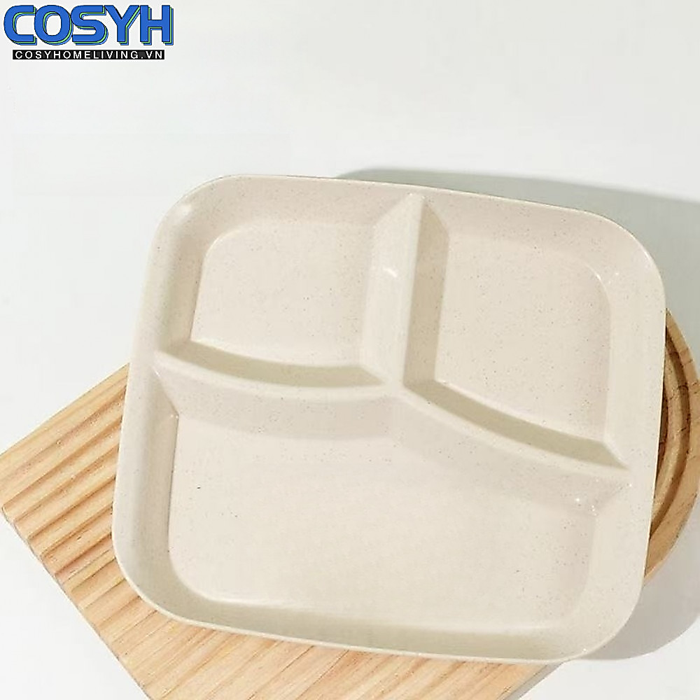 <cosyh>Three Compartment Square Plate Designed for Portion Control and Food Segregation