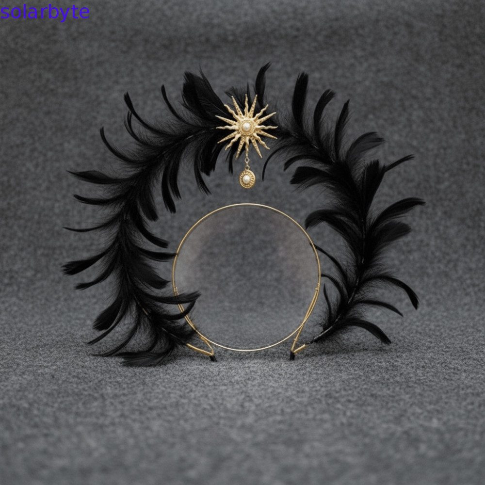 SOLARBYTE Feather Glory Crown Headband, Dress Up Đạo cụ hai lớp Virgin Mary Queen Tiara, Gothic Vint