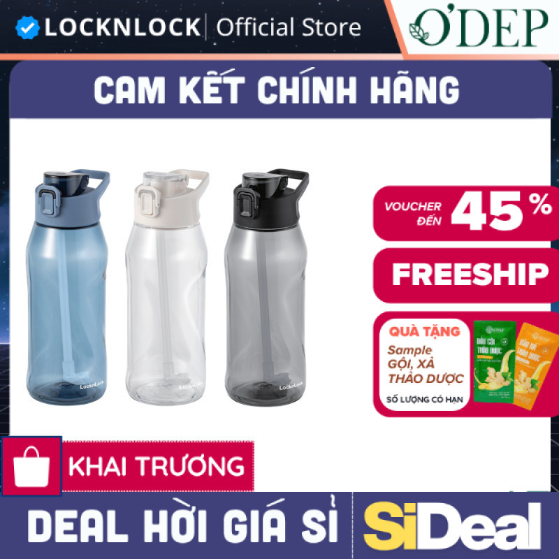 Bình nước nhựa Tritan 1.05 Lít LocknLock , Kèm ống hút One-Touch Sports Bottlen ABF926, Nhiều Màu - 