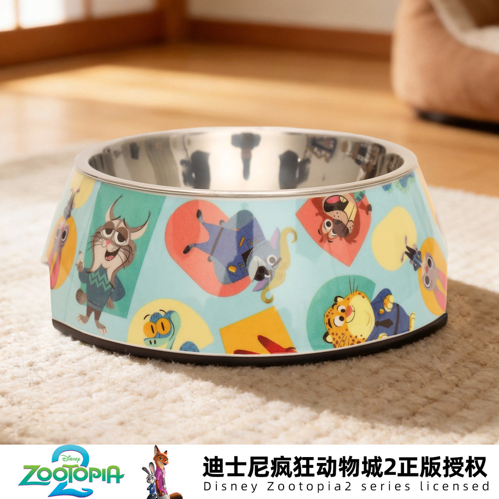 Disney Crazy Animal City Dog Bowl Cat Bowl Pet Special Cat Rice Bowl Chống lật Thép không gỉ Bát thứ