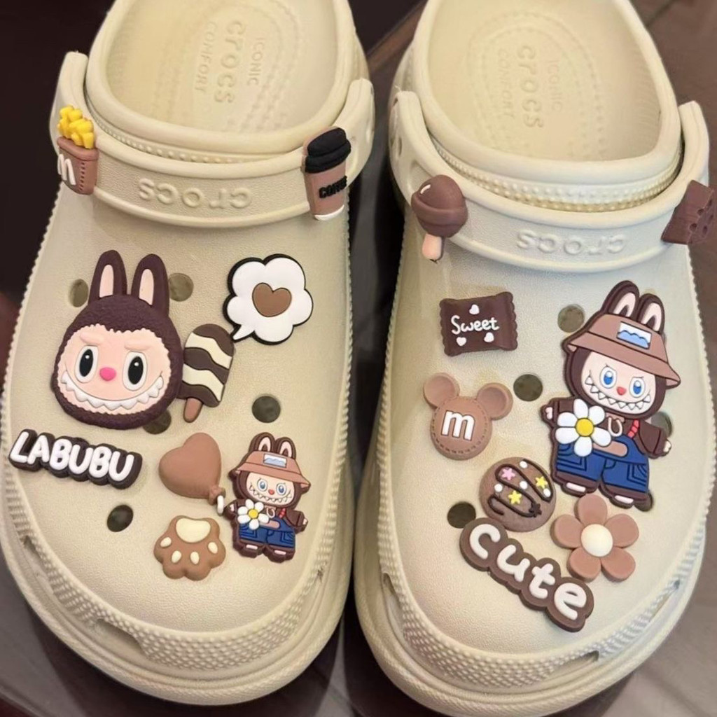 charm dép crocs chảm dép crocs cham dép cross Mới Labububububudu Hoạt Hình Dễ Thương Labumu Miếng Dá