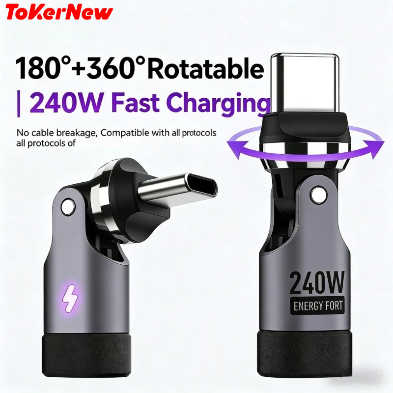270W Type C Cable Mobile Phone Holder Fast Charging Data Cable with 360 Degree Rotatable Connector M