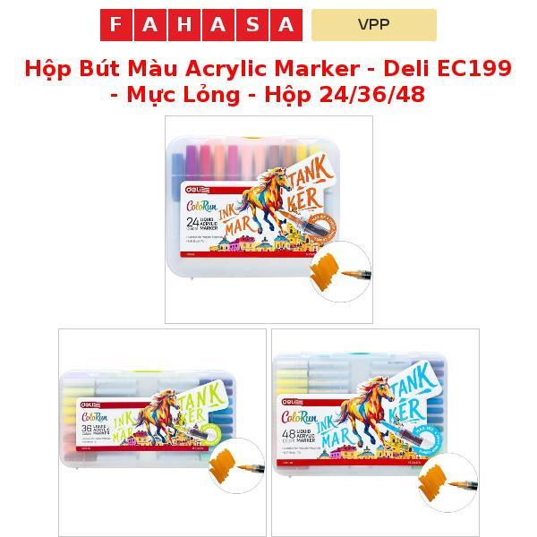 Hộp Bút Màu Acrylic Marker - Deli EC199 - Mực Lỏng - Hộp 24/36/48