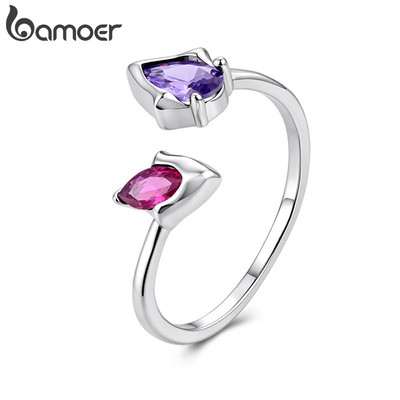 Bamoer Mở Nhẫn Có Thể Điều Chỉnh Kích Thước Đá Quý Hai Màu Trang Sức Thời Trang Cho Nữ Quà Tặng
