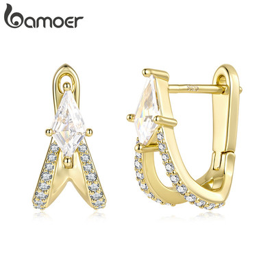 Bông Tai Bamoer Vàng Tối Giản Kim Loại Trang Sức Thời Trang Cho Nữ Quà Tặng