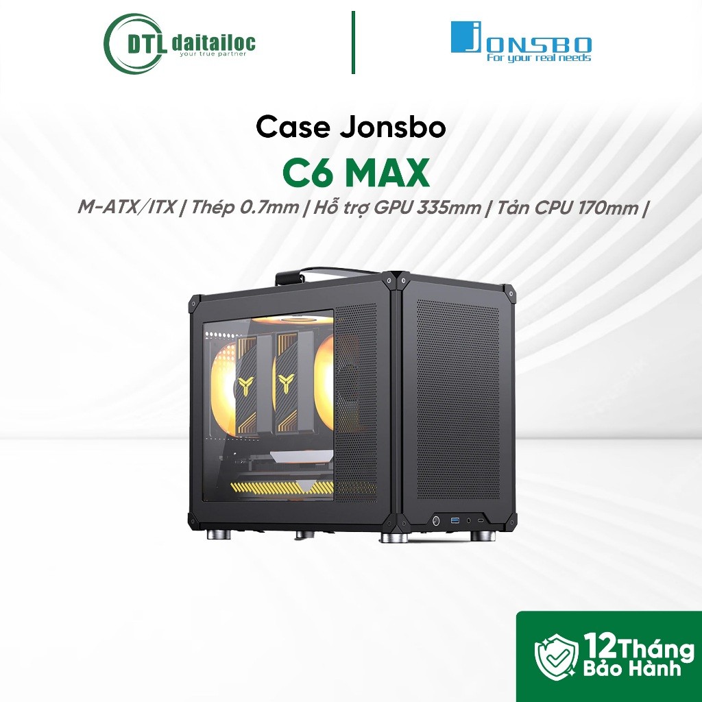 Case Jonsbo C6 Max (Mini Tower / M-ATX / ITX / ĐEN) | Chính hãng | Bảo hành 12 tháng