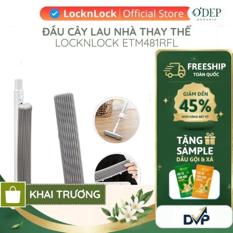 Đầu cây lau nhà LocknLock ETM481RFL dùng cho cây lau nhà ETM481, Mặt Xốp Sợi PVA thấm hút tôt   - SH