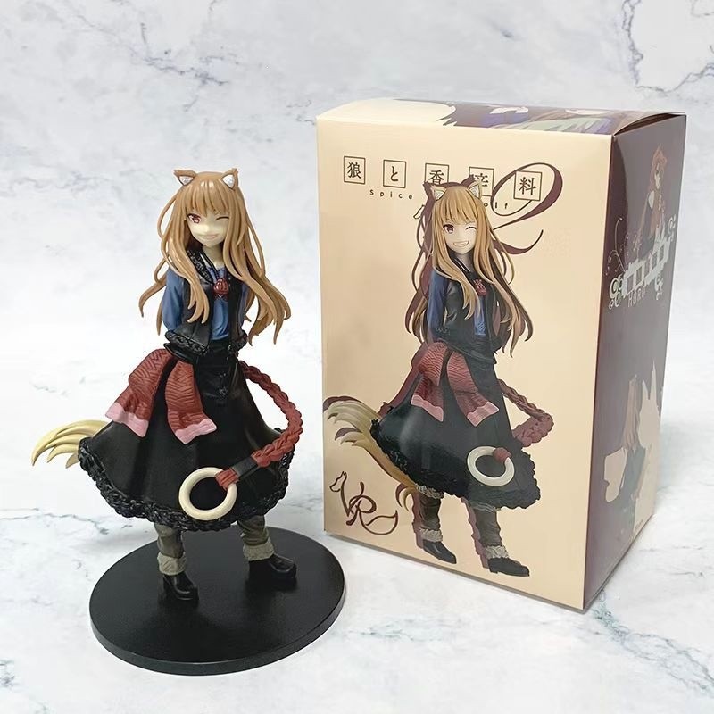 JZVD Wolf and Spice Helo Cute Wolf Figurine Beautiful Girl Series 2D Desktop Computer Case Decoratio