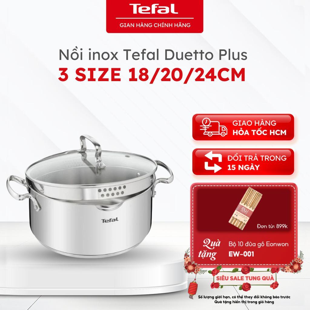 Nồi inox Tefal Duetto Plus, 3 size 18/20/24cm, inox 18/10 - Chính hãng, bảo hành 24 tháng