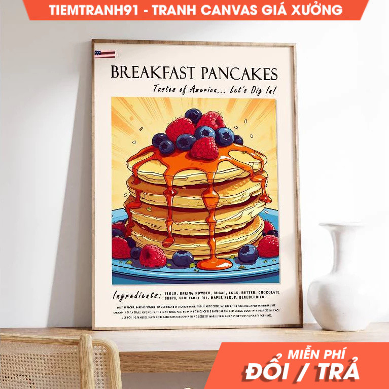 Tranh treo tường, American Pancakes Food, American Food Poster, Sweet Food Art, Food and Drink, Kitc