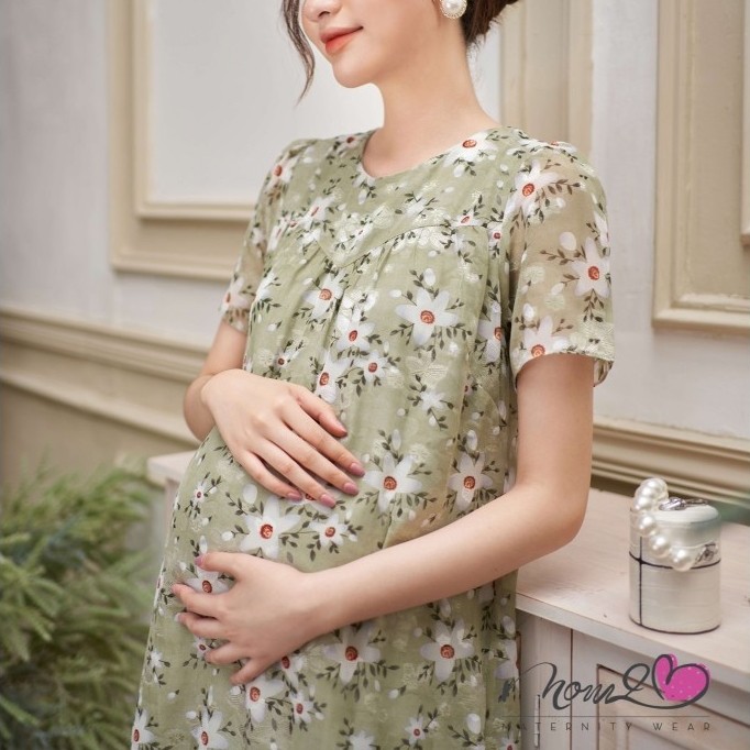 [Mã V006] Váy bầu thiết kế, vải voan mùa hè